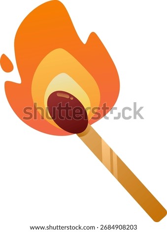 Colorful lighter and matchstick igniting fire illustration