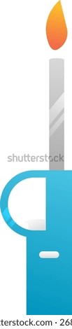 Colorful lighter and matchstick igniting fire illustration