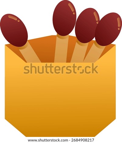 Colorful lighter and matchstick igniting fire illustration