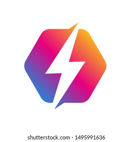 Colorful Lighting Bolt Flash. Logo Design Vector Element. Fast Quick Rapid Icon Concept Symbol. Vector Illustration. EPS 10