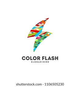 Colorful Lighting Bolt Flash. Thunder Logo designs concept Icon