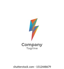 colorful lightning bolt logo design vector illustration