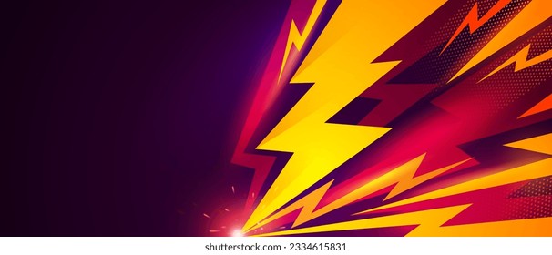 Colorful Lightning Hits The Ground. Power Background Concept.