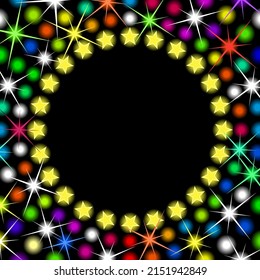 colorful lights around star frame