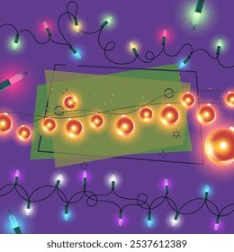 Colorful lights background. Set of Christmas garlands. Can be used for topics like celebration, night decoration, illumination
