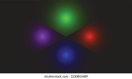 Farbige Lichter. Schwarzer Hintergrund. Vektorgrafik