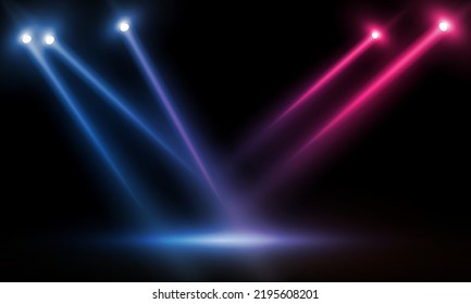 Colorful lights on the stage light floodlights vector design.