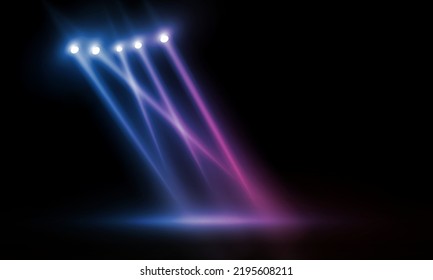 Colorful lights on the stage light floodlights vector design.