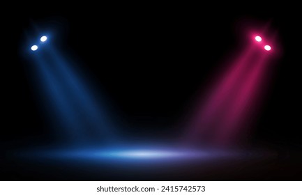 Colorful lights on the stage light floodlights vector design.