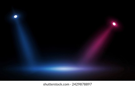 Colorful lights on the stage light floodlights vector design.