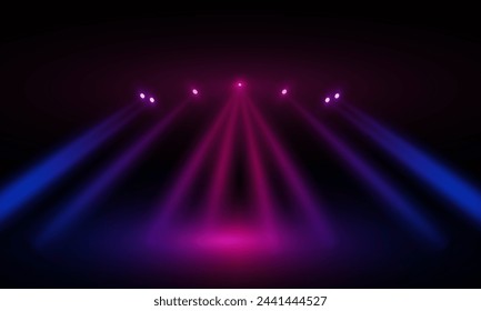 Colorful lights on the stage light floodlights vector design.