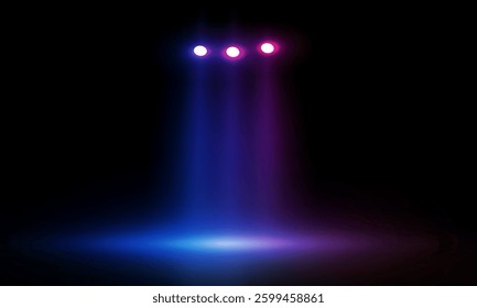 Colorful lights on the stage light floodlights vector design.
