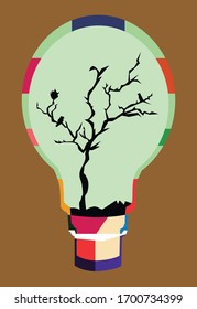 colorful lights provided by trees and crows