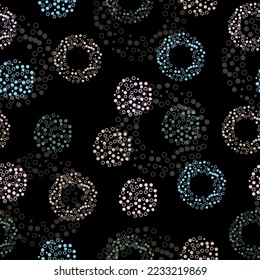 Colorful lights seamless background. Irregular Hand Drawn Simple Dotted Print. Tiny Polka Dots Isolated on a Light Pink Background.