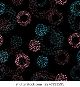Colorful lights seamless background. Irregular Hand Drawn Simple Dotted Print. Tiny Polka Dots Isolated on a Light Pink Background.
