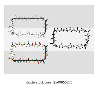 Colorful Lights, Colorful Lights Silhouette, Lights, Winter, Holiday, String, Light Strand, outline, Clipart, Vector