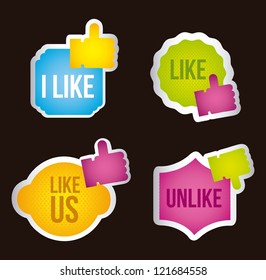 colorful like icon labels over black background. vector