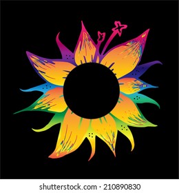 Colorful lily bright vector orange on black background