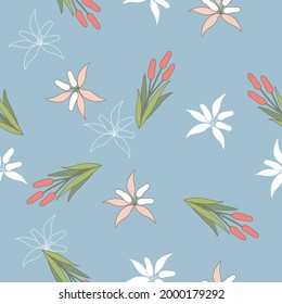 Colorful Lily Flower Seamless Pattern