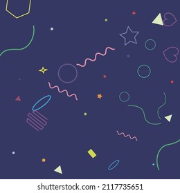 Colorful Lime Simple Red Yellow Ring Geometry Illustration. Pink Green Oval Blue Wave Orange Rectangle Design Pic. Bright Dark Multicolor Polygonal Purple Pastel Violet Simple Hipster Art.
