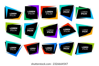 Diseño de borde cuadrado abstracto de línea colorida. Conjunto moderno de logotipo de borde de caja simple.
