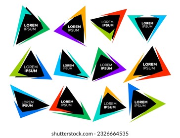 Colorful line abstract triangle border logo design. Simple triangle border set.