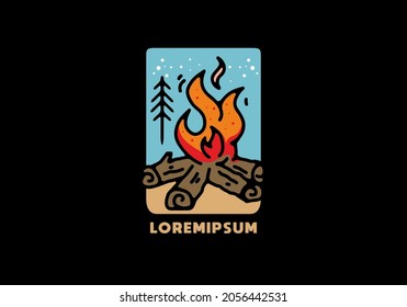 Colorful line art of bonfire design