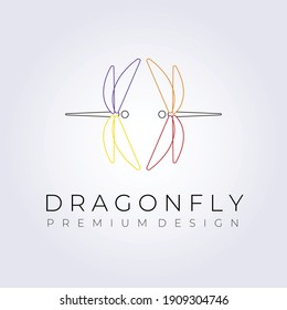 colorful line art dragonfly logo vector illustration design