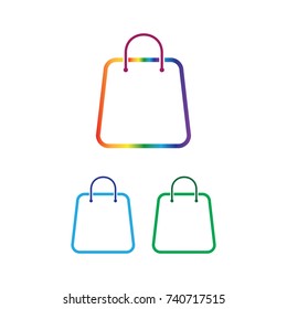 colorful line art  out line shopping bag vector icon 