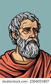 Colorful line art portrait drawing of Plato. Plato, an ancient Greek philosopher, was a pivotal figure in the development of Western philosophy, especially in areas of ethics and epistemology.