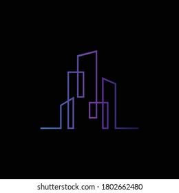 Colorful line art real estate vector logo design.