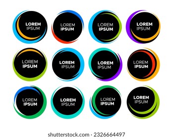 Colorful line circle border design logo. Modern swoosh abstract circle border.