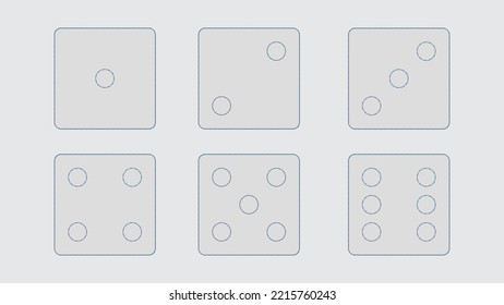 colorful line dice game icon set on white background, icon for game design, flat illustration, casino concept, random symbol, luck sign, simple design
