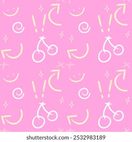 colorful line doodle on pink background. abstract line pattern.