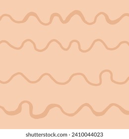 colorful line doodle peach, brown pattern. Creative minimalist style print background for kids. trendy design with basic squiggle shapes. Scribble party confetti texture,  twiddle shape backdrop.