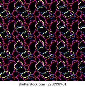 Colorful line doodle seamless pattern. Geometric pattern memphis style background. 