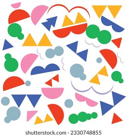 Colorful line doodle seamless pattern. Creative minimalist style art background, trendy design with basic shapes. Modern abstract color backdrop.