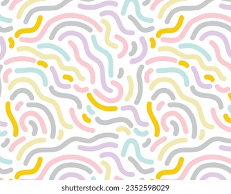 El doodle de línea colorida es un patrón sin fisuras. Fondo artístico de estilo creativo minimalista, diseño moderno con formas básicas. Fondo de color abstracto moderno.