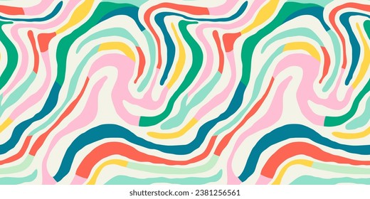 El doodle de línea colorida es un patrón sin fisuras. Fondo artístico de estilo creativo minimalista, diseño moderno con formas básicas. Fondo de color abstracto moderno.