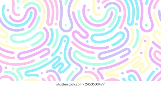 Línea colorida doodle patrón sin fisuras. Fondo de arte de estilo minimalista creativo para niños. Fondo colorido de los niños con garabato. Diseño de moda con líneas. Simple fondo de garabato infantil.