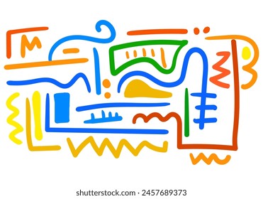 Colorful line doodle seamless pattern. 