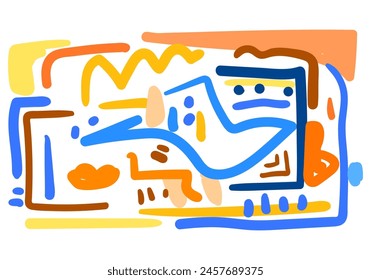 Colorful line doodle seamless pattern. 