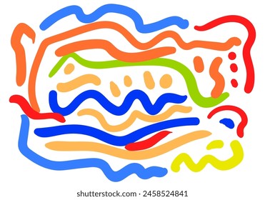 colorful line doodle seamless pattern. style abstract background for children or trendy design with basic shapes. 