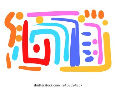 colorful line doodle seamless pattern. style abstract background for children or trendy design with basic shapes. 