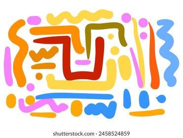 colorful line doodle seamless pattern. style abstract background for children or trendy design with basic shapes. 