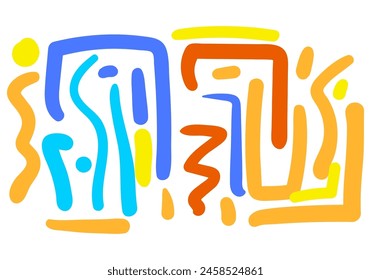 colorful line doodle seamless pattern. style abstract background for children or trendy design with basic shapes. 