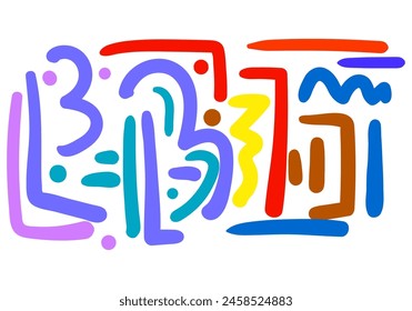 colorful line doodle seamless pattern. style abstract background for children or trendy design with basic shapes. 