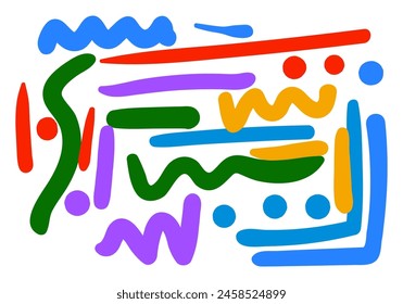 colorful line doodle seamless pattern. style abstract background for children or trendy design with basic shapes. 