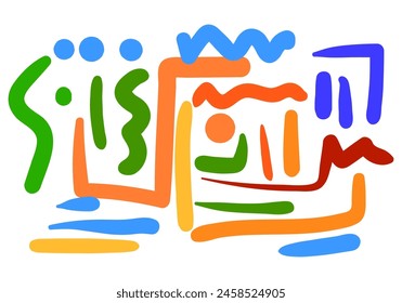 colorful line doodle seamless pattern. style abstract background for children or trendy design with basic shapes. 