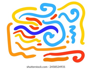 colorful line doodle seamless pattern. style abstract background for children or trendy design with basic shapes. 